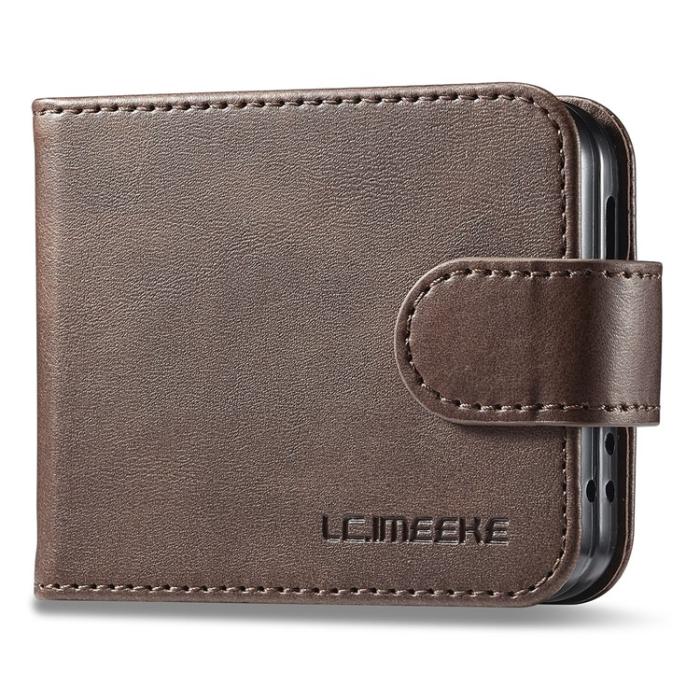 LC.imeeke - LC.IMEEKE Galaxy Z Flip 5 Mobilskal Korthållare Calf - Brun