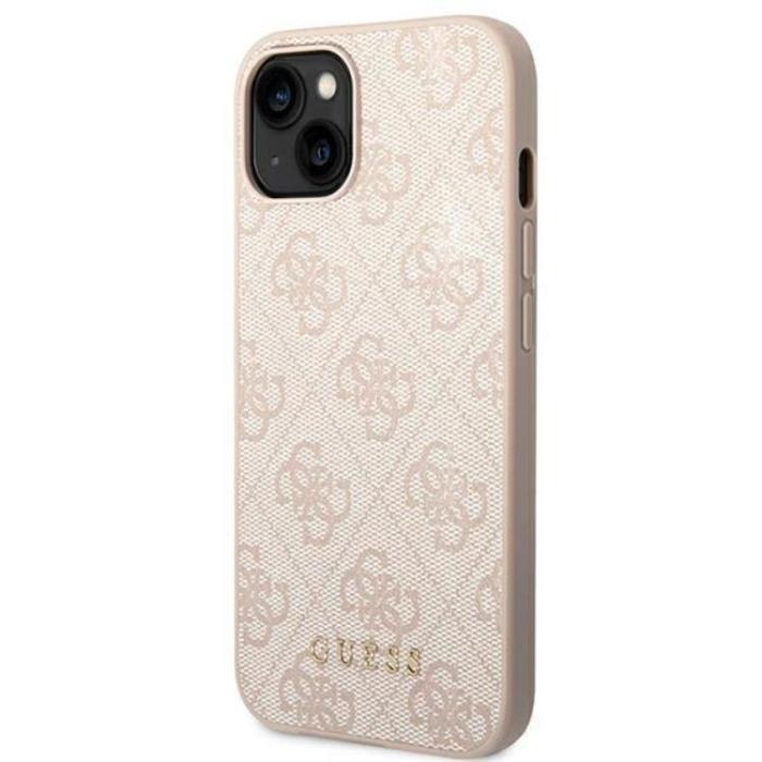 Guess - Guess iPhone 14 Plus Mobilskal Metall Gold Logo - Rosa