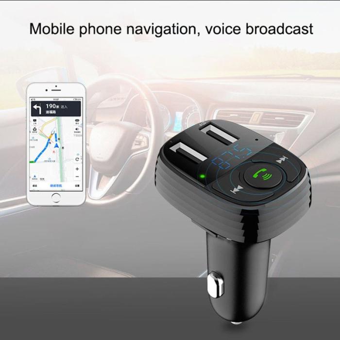 OEM - LOHEE S-11 FM-sändare med dubbla USB-portar, Bluetooth, svart