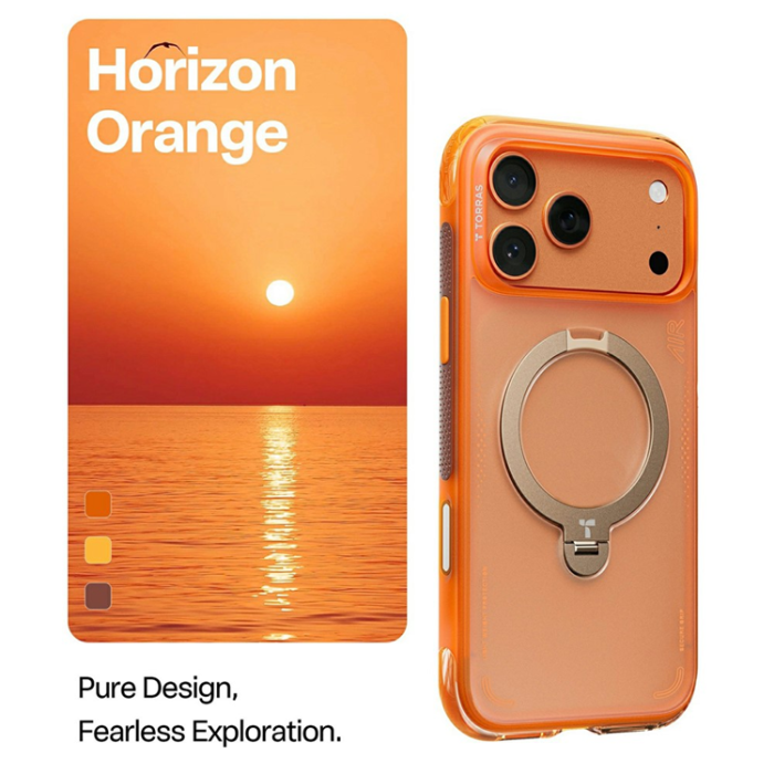 Torras - TORRAS iPhone 17 Pro Max Mobilskal MagSafe Ostand Q3 Air - Orange
