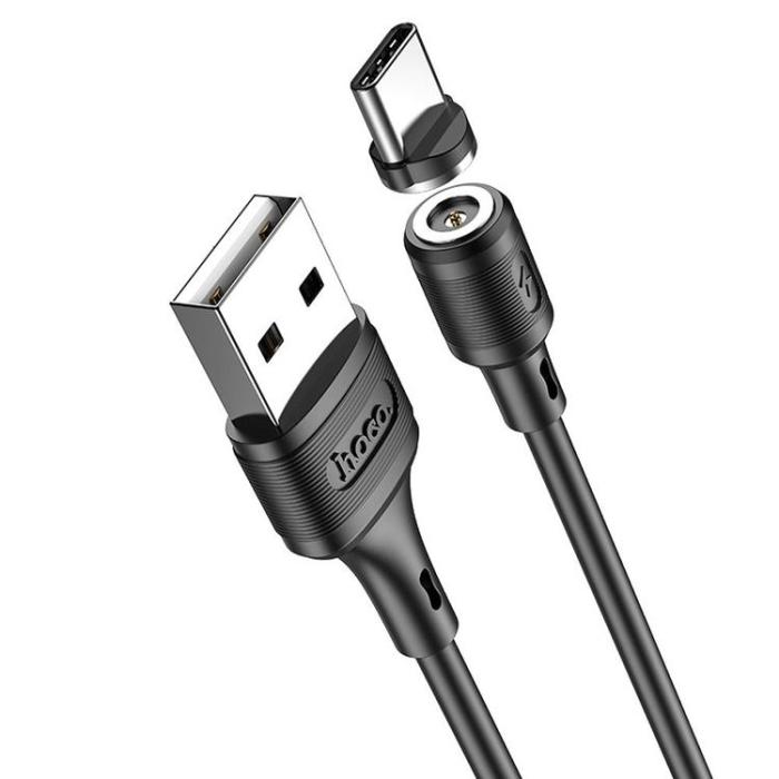 Hoco - Hoco USB-C till USB-A kabel magnetisk 3A Sereno X52 1m - Svart