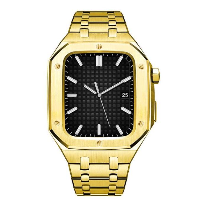 A-One Brand - Apple Watch 4/5/6/7/8/SE (44/45mm) Luxury Band Armor Stainless Steel - Guld