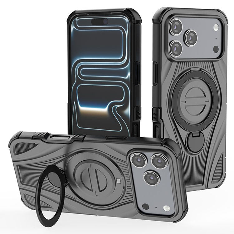 iPhone 17 Pro Max Mobilskal MagSafe Rotating Kickstand Shockproof (Svart) | 2353 | AlltMobil