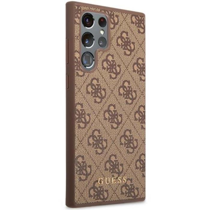 Guess - Guess Galaxy S23 Ultra Skal Metall Gold Logo - Brun