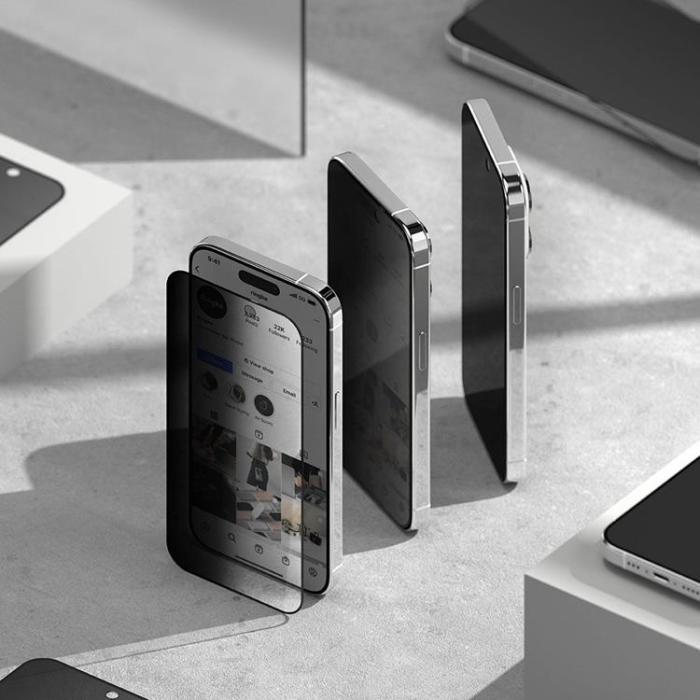 Ringke - Ringke iPhone 15 Pro Härdat Glas Skärmskydd Privacy