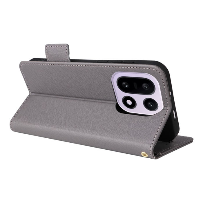 A-One Brand - OnePlus 15 5G Plånboksfodral Litchi Texture Konstläder - Grå