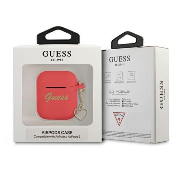 Guess - Guess AirPods Skal Silicone Charm Heart - Röd