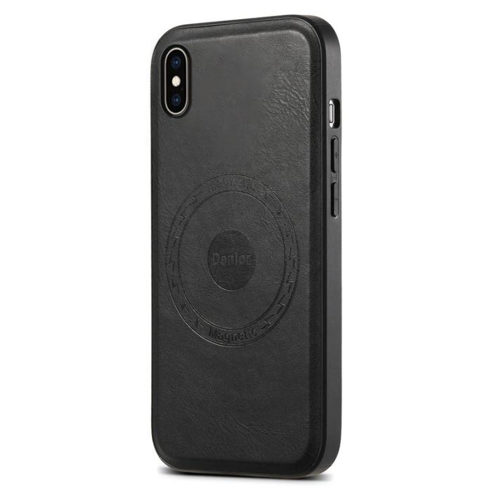 DENIOR - DENIOR iPhone XS Max Magnetfodral KonstLäder PC+TPU Svart
