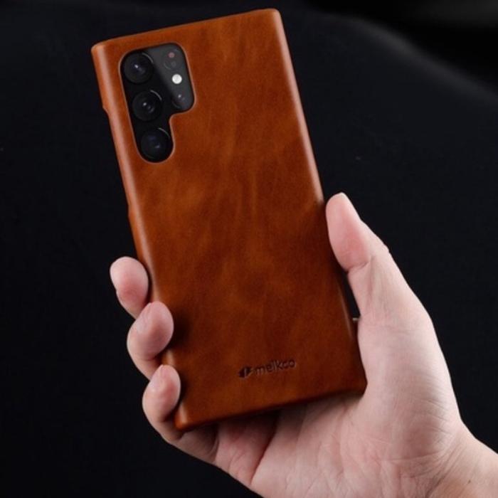 Melkco - MELKCO Mobilskal till Samsung Galaxy S23 Ultra Äkta läder + PC - Brun