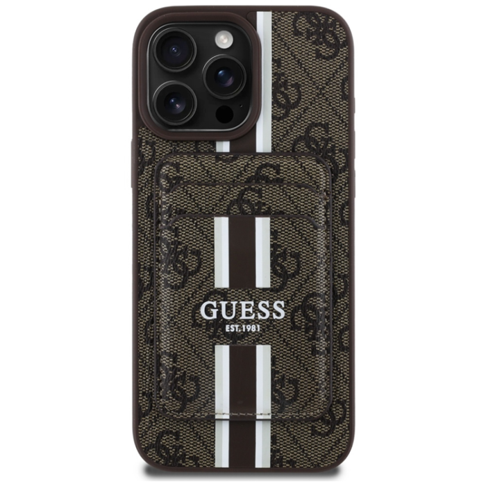 Guess - Guess iPhone 16 Pro Max Mobilskal Magsafe Korthållare Stripes