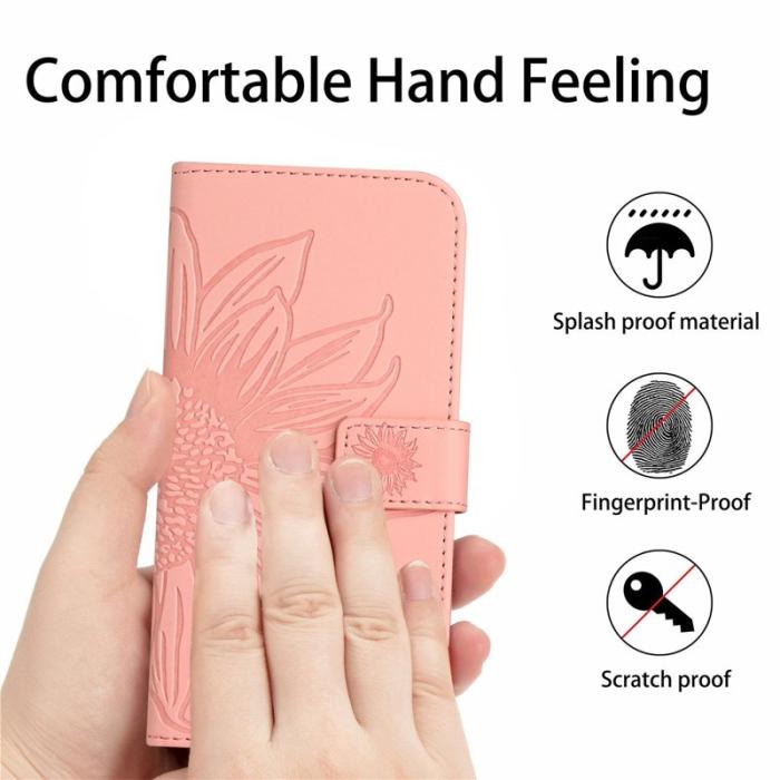 OEM - Samsung Galaxy S26 Plånboksfodral Solros Prägling Konstläder - Rosa
