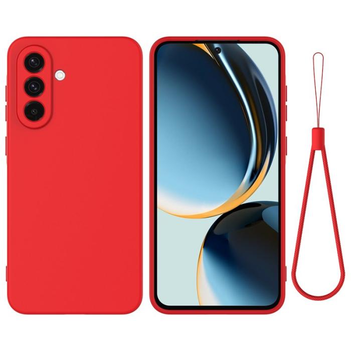 OEM - Mobilskal till Samsung Galaxy S26+ Flytande Silikon Med Handrem - Röd