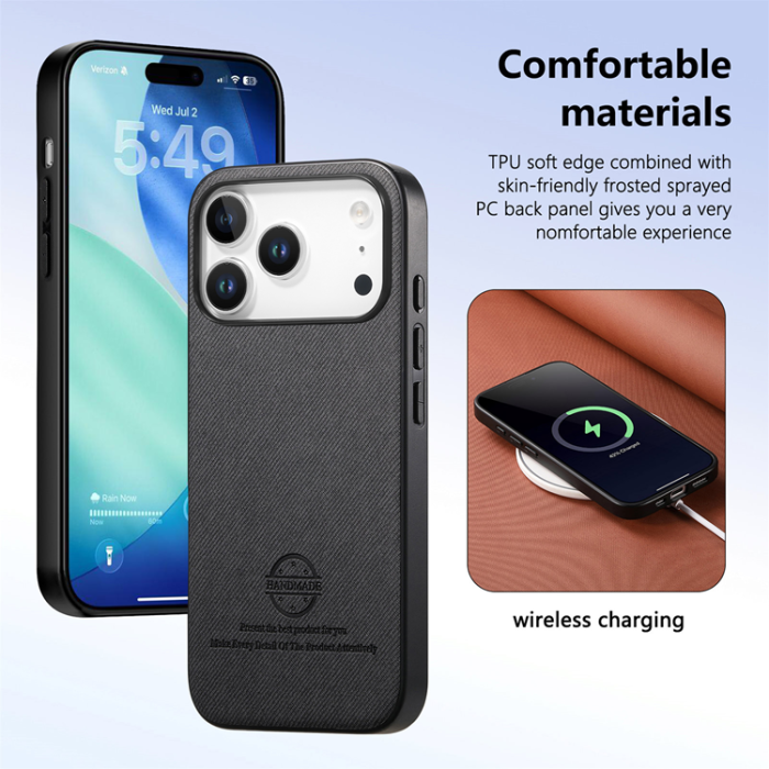 A-One Brand - iPhone 17 Pro Mobilskal Trasa Läder - Svart
