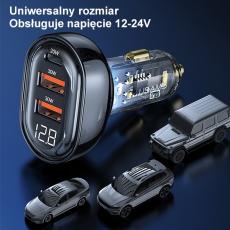 USAMS - USAMS Billaddare 2xUSB+1xUSB-C 80W Fast Charge (US-CC159) &ndash; Svart