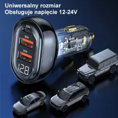 USAMS - USAMS Billaddare 2xUSB+1xUSB-C 80W Fast Charge (US-CC159) &ndash; Bl&aring;