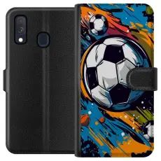 Gustaf - Pl&aring;nboksfodral till Samsung Galaxy A40 med Fotbollar