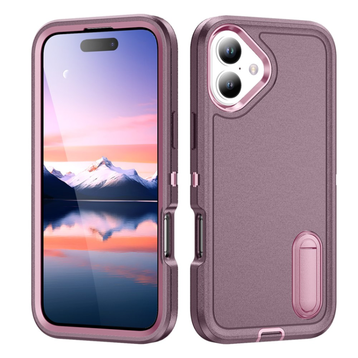 A-One Brand - iPhone 17 Mobilskal Kickstand Silikon - Lila/Rosa