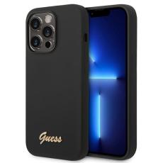 UTGATT1 - GUESS iPhone 14 Pro Skal Silicone Vintage Gold Logo - Svart