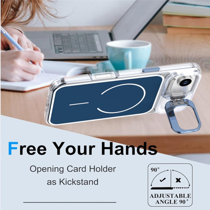 A-One Brand - iPhone Air Mobilskal MagSafe Lens Kickstand TPU + PC - Blå