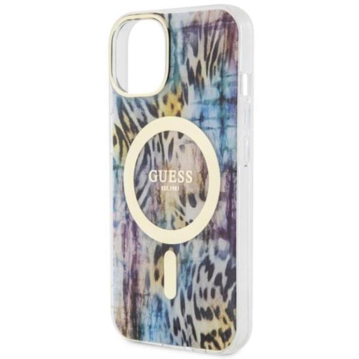Guess - Guess iPhone 14 Mobilskal MagSafe Leopard - Blå
