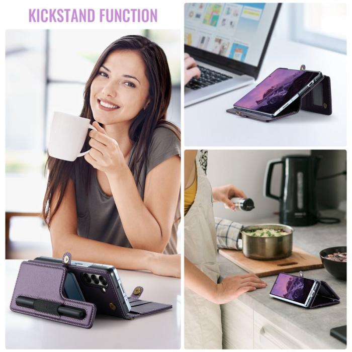 Caseme - CASEME C22 Samsung Galaxy Z Fold7 5G Fodral Konstläder Lila