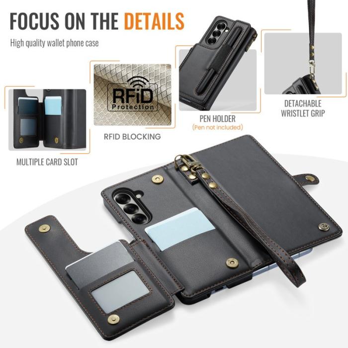 Caseme - CASEME C22 Samsung Galaxy Z Fold7 5G Fodral Konstläder Svart