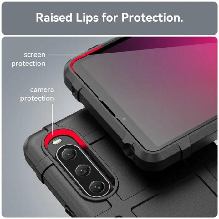A-One Brand - Sony Xperia 10 V Mobilskal Rugged Square Grid - Svart