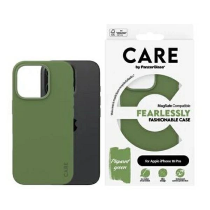 PanzerGlass - CARE By PanzerGlass iPhone 16 Pro Mobilskal MagSafe Fashion - Grön