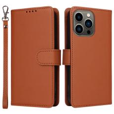 BETOPNICE - BETOPNICE iPhone 13 Pro Pl&aring;nboksfodral - Avtagbart Konstl&auml;der - Brun