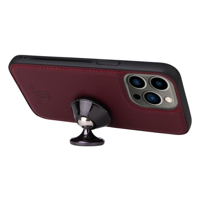 BETOPNICE - BETOPNICE iPhone 13 Pro Plånboksfodral - Avtagbart Konstläder - Vinröd