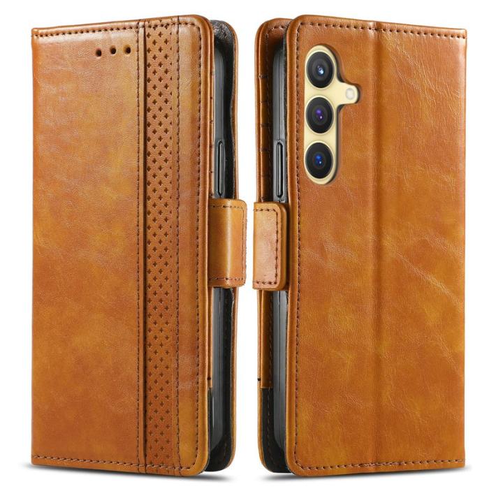 CASENEO - CASENEO Samsung Galaxy S25 Plånboksfodral i Konstläder - Khaki