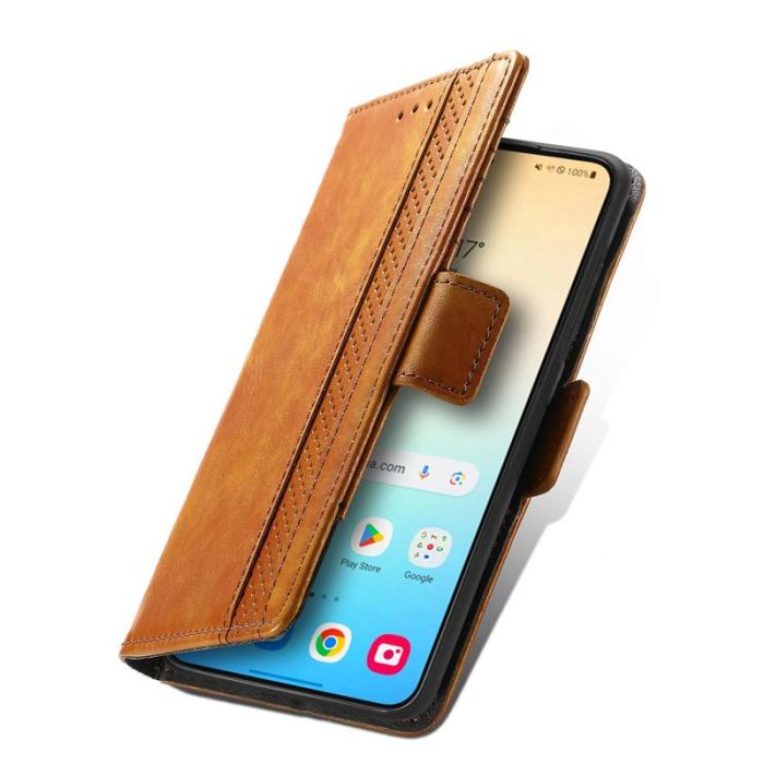 CASENEO - CASENEO Samsung Galaxy S25 Plånboksfodral i Konstläder - Khaki