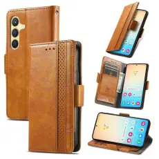 CASENEO - CASENEO Samsung Galaxy S25 Pl&aring;nboksfodral i Konstl&auml;der - Khaki