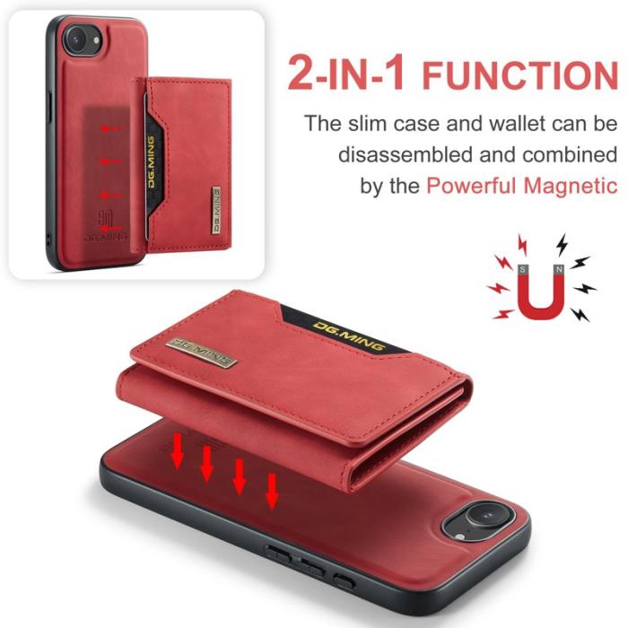 DG.MING - DG.MING M2 Series Mobilskal till iPhone 16e PU + PC + TPU Röd