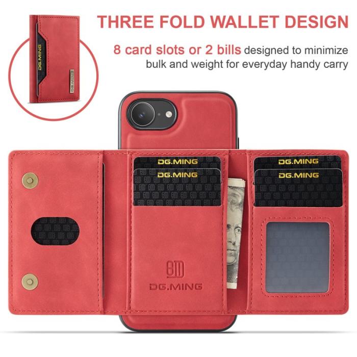 DG.MING - DG.MING M2 Series Mobilskal till iPhone 16e PU + PC + TPU Röd