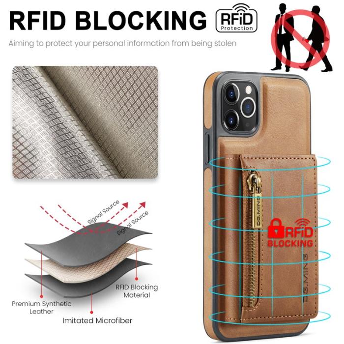 DG.MING - DG.MING M5 Series iPhone 11 Pro Max Plånboksfodral Konstläder Brun