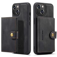 JEEHOOD - JEEHOOD iPhone 14 Plus Pl&aring;nboksfodral 2-i-1 Konstl&auml;der TPU Svart