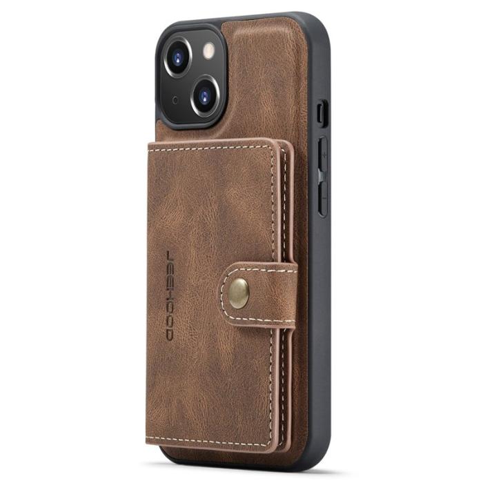JEEHOOD - JEEHOOD iPhone 14 Plus Plånboksfodral 2-i-1 Konstläder TPU Kickstand Brun