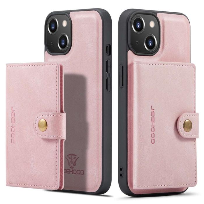 JEEHOOD - JEEHOOD iPhone 14 Plus Plånboksfodral 2-i-1 Konstläder TPU Roséguld