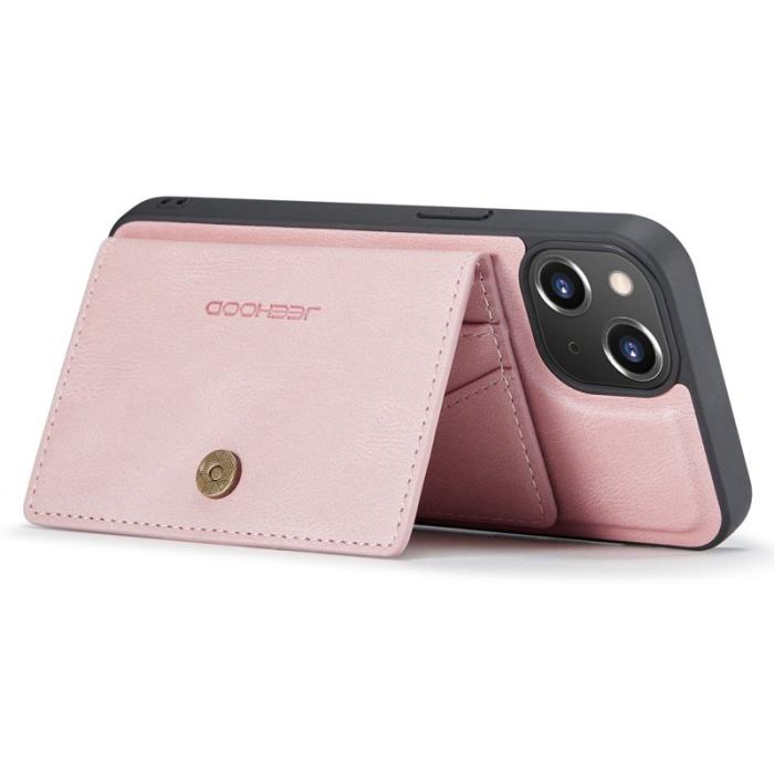JEEHOOD - JEEHOOD iPhone 14 Plus Plånboksfodral 2-i-1 Konstläder TPU Roséguld
