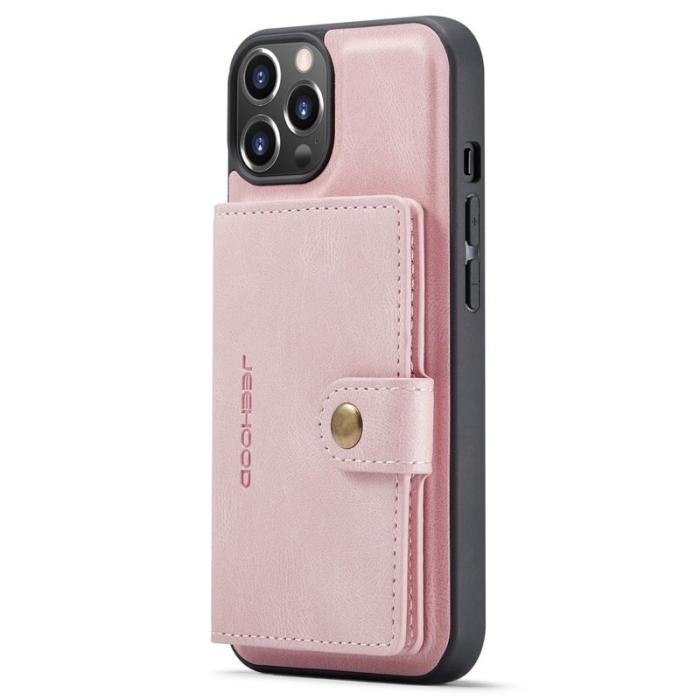 JEEHOOD - JEEHOOD iPhone 14 Plus Plånboksfodral 2-i-1 Konstläder TPU Roséguld