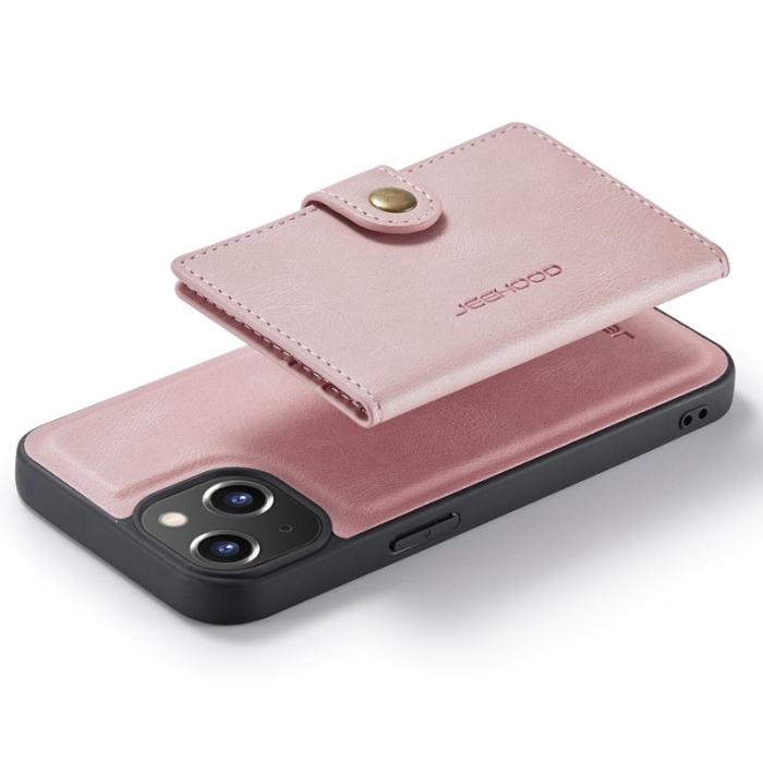 JEEHOOD - JEEHOOD iPhone 14 Plus Plånboksfodral 2-i-1 Konstläder TPU Roséguld
