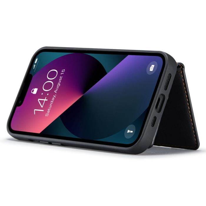 JEEHOOD - JEEHOOD iPhone 14 Plus Plånboksfodral 2-i-1 Konstläder TPU Svart