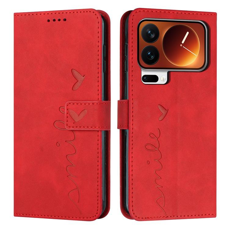 Xiaomi 17 Pro Konstläder Plånboksfodral Imprinted Heart Pattern (Röd) | 2353 | AlltMobil