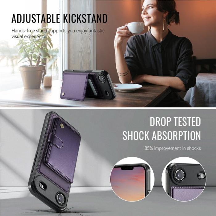 JEEHOOD - JEEHOOD J09 Mobilskal till iPhone Air RFID Skydd Läder MagSafe - Lila