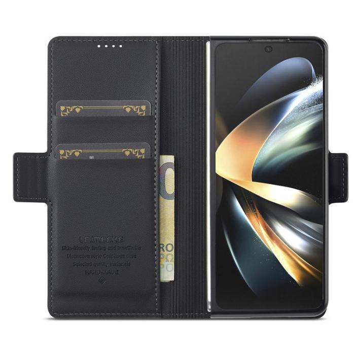 LC.imeeke - LC.IMEEKE L1 Samsung Galaxy Z Fold3 5G Plånboksfodral Konstläder - Svart