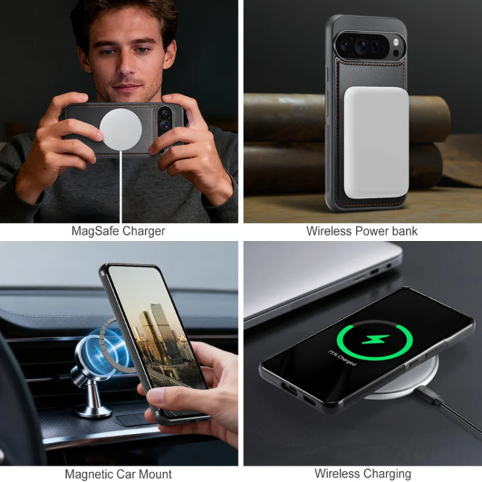 OEM - JEEHOOD Google Pixel 10 Pro XL Fodral KonstLäder - Svart