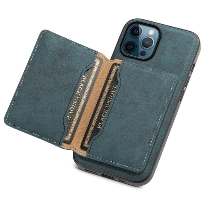 DENIOR - DENIOR D13 iPhone 12 Pro Max Fodral Retro Textur PU+TPU+PC Blå