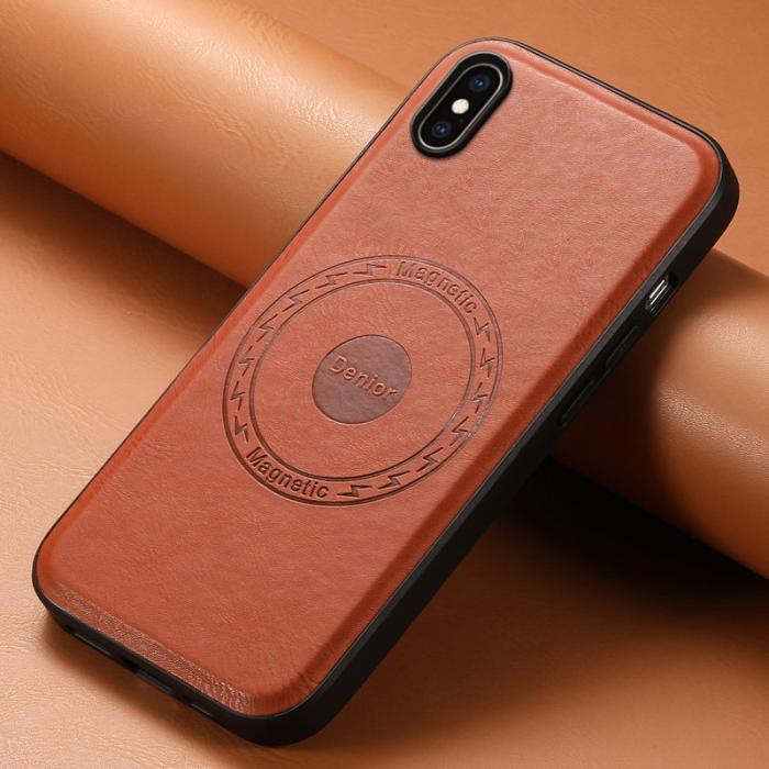 DENIOR - DENIOR Mobilskal till iPhone XS Max PU Läder Belagt PC+TPU Brun