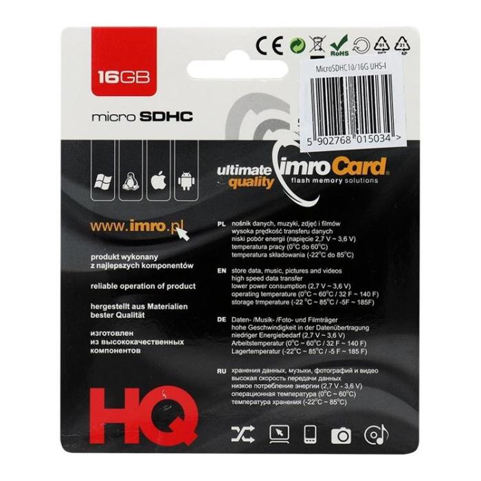 Imro - Imro Minneskort MicroSD 16GB Klass 10 UHS